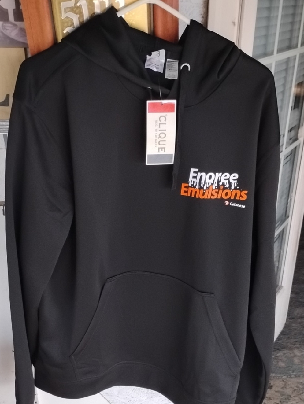 Clique Black Hoodie with 'Encore Emulsions' Logo
